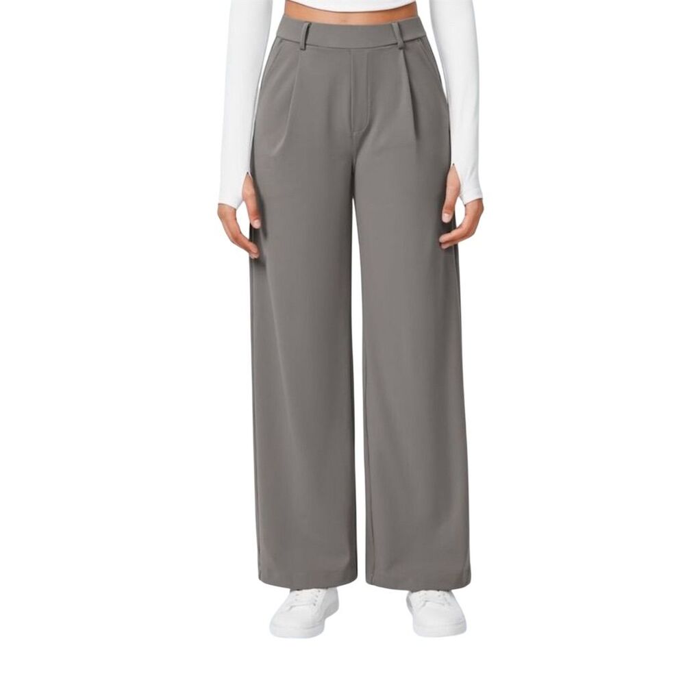 Halara HaloTek Air High Waist Wide Leg Gray Work Pants Women's Size S M